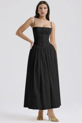 Elegant Floral Spaghetti Strap Slit Midi Prom Dress