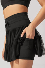 Pleated Tie High Waist Short Skirt
