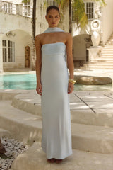 Satin Tie Front Strapless Elegant Prom Dress