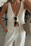 Cutout Knit V Neck Tie Front Casual Tank Top