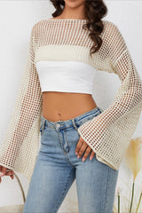 Mesh Cutout Knit Chic Cover Up Crop Top