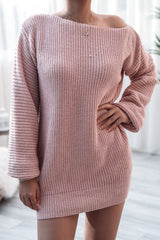 Casual Knit Off Shoulder Sweater Dress