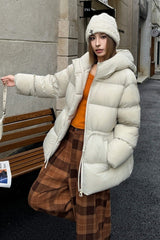 Premium White Duck Down Trench Puffer Jacket