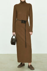 High Neck Flocked Slouchy Knit Dress