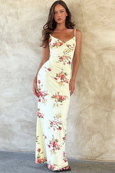 Printed Slim Strap Maxi Floral Dress