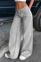 Vintage Low Rise Washed Straight Leg Jeans