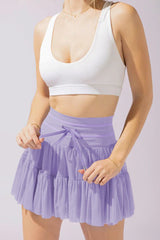 Pleated Tie High Waist Short Skirt