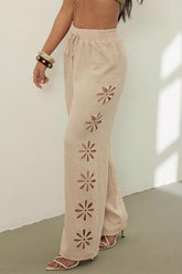 Hollow Out Straight Leg Boho Pants