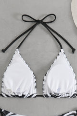 Halter Zebra Print Triangle Bikini Set