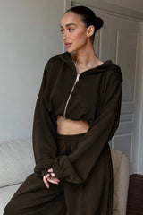 Casual Loose Fit Hoodie Cinched Waist Jogger Pants Set