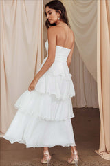 Sexy Slim Fit Strapless Backless Ruffled Prom Dress