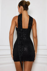 Off Shoulder Strapless Sequin Mini Dress