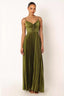 Pleated Satin Spaghetti Strap Formal Dress