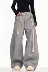 Casual Drawstring Elastic Waist Wide Leg Sweat Pants