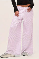 Color Block Stripe Casual Relaxed Straight Pants