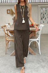 Striped Tank Top Wide Leg Pants Set