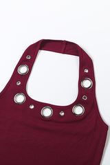 Halter Cut Out Top Slim Fit Straight Leg Pants Set