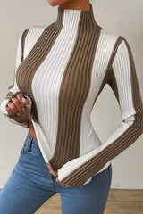 Classic Black White Vertical Stripe Knit Top