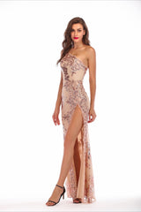 Sequin Backless Asymmetric Formal Dress