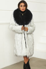 Long Plush Faux Fur Textured Overcoat