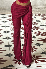 Sexy Lace Ribbon Slim Flare Pants