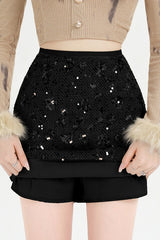 High Waisted Sequin Bodycon A Line Skirt