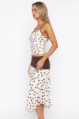 Polka Dot Color Block Cami Crop Top Midi Skirt Set