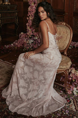 Dainty Lace Spaghetti Strap Tie Waist Prom Dress