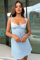 Backless Lace Panel A-line Cocktail Dress