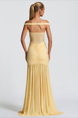 Off Shoulder Spliced Mermaid Slim Fit Prom Dress