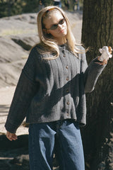 Soft Rib Relaxed Cardigan S / Grey
