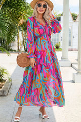 Abstract Art Stylish Tiered Maxi Dress S / 1#