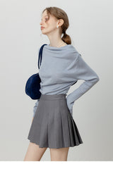 Elegant Slit Neck Tied Waist Knit Top