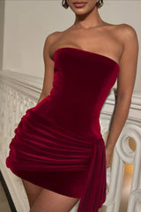 Strapless Velvet Bodycon Mini Dress