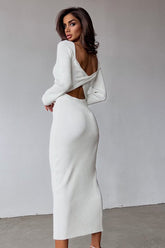 Solid Slim Convertible Backless Sweater Dress