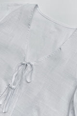 Deep V Neck Flare Sleeve Blouse