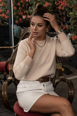 Relaxed Fit Herringbone Knit Sweater