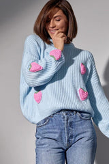 Strawberry Appliqué Chunky Knit Sweater