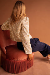 Sequin Cropped Open Front Jacket