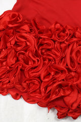 Sexy Solid Spaghetti Strap Ruffled Asymmetric Mini Dress