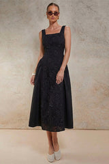 Embroidered Sleeveless Midi Dress