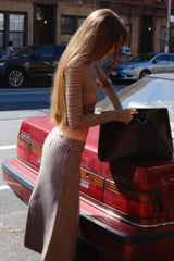 Houndstooth Print High Waist Pencil Skirt Set