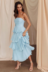 Sexy Slim Fit Strapless Backless Ruffled Prom Dress