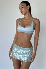 Solid Color Sequin Fitted Party Mini Skirt