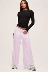Color Block Stripe Casual Relaxed Straight Pants