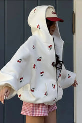 Aesthetic Cherry Print Hoodie
