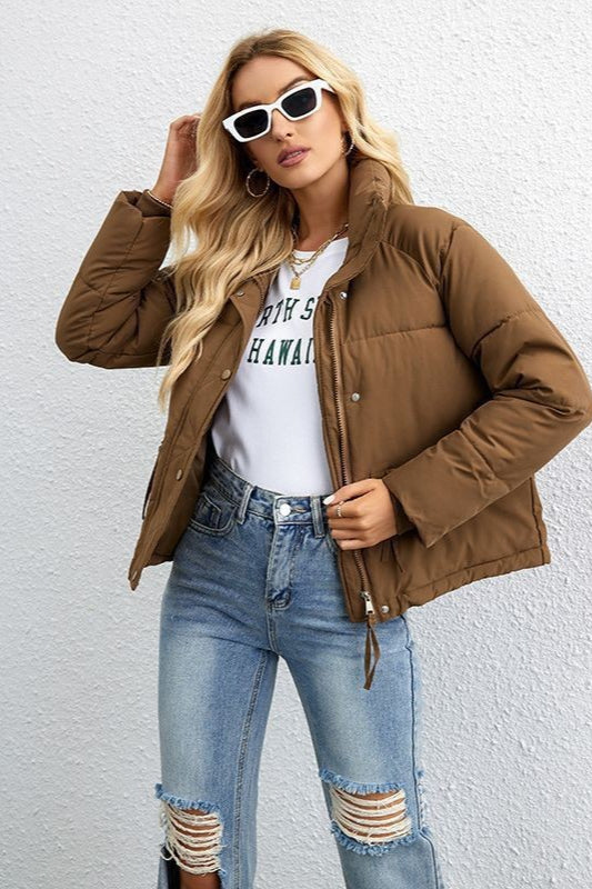 Short Stand Collar Puffer Coat coats