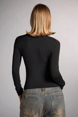 Black Off Shoulder Bodycon Blouse