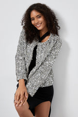 Sequin Crew Neck Long Sleeve Jacket