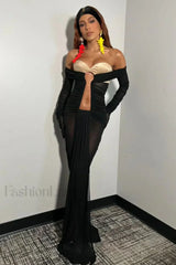 Afanen Bustier Stylish Ruched Mesh Dress